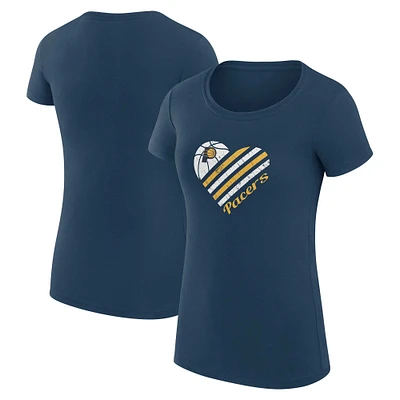 Women's G-III 4Her by Carl Banks Navy Indiana Pacers Super-Slim Fit Lightweight Heart T-Shirt