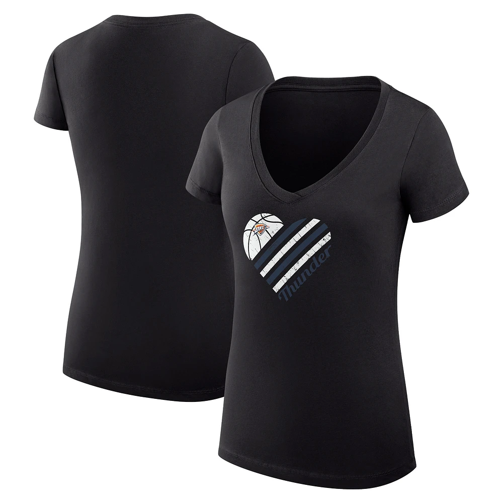 Women's G-III 4Her by Carl Banks Oklahoma City Thunder Super-Slim Fit Lightweight Heart V-Neck T-Shirt