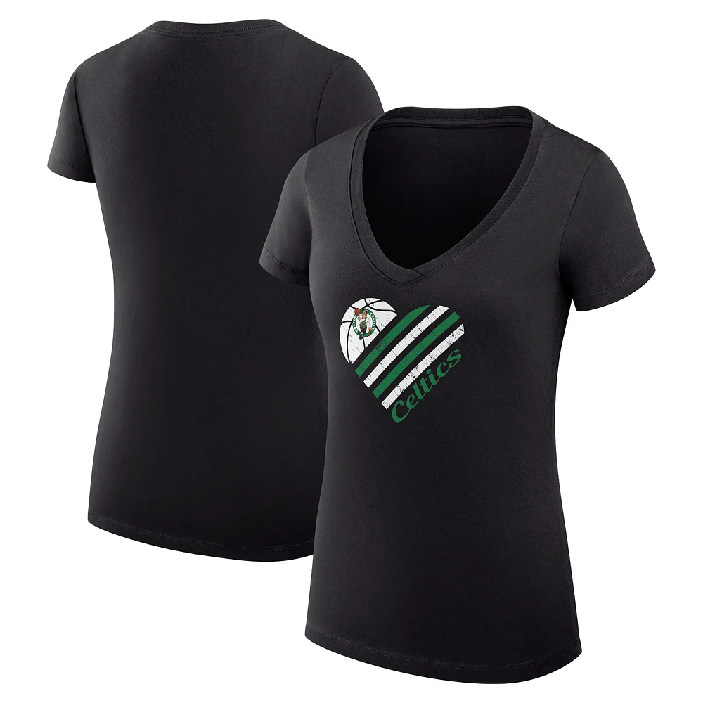 Women's G-III 4Her by Carl Banks Boston Celtics Super-Slim Fit Lightweight Heart V-Neck T-Shirt