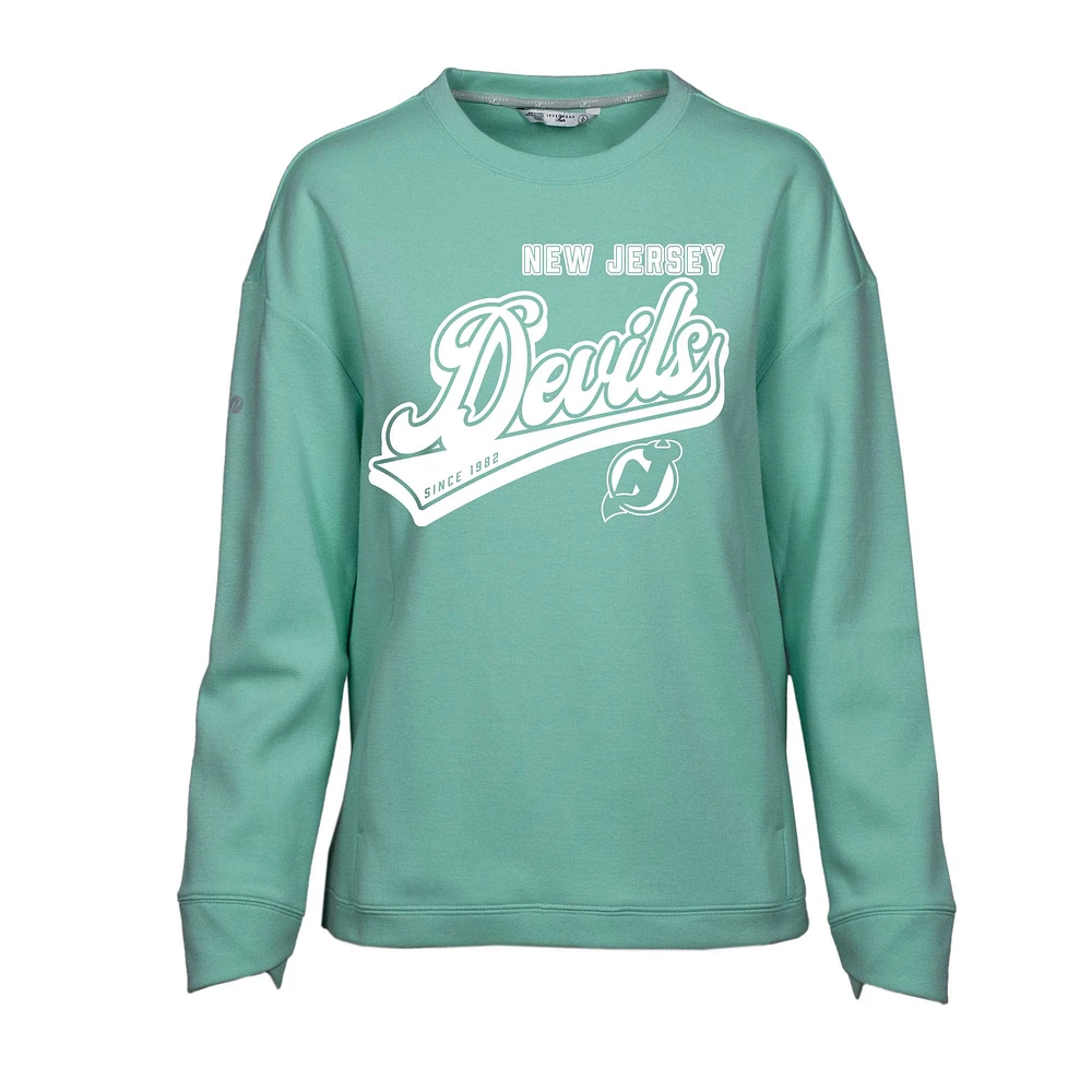 Women's Levelwear Mint New Jersey Devils Fiona Sweep Pullover Sweatshirt