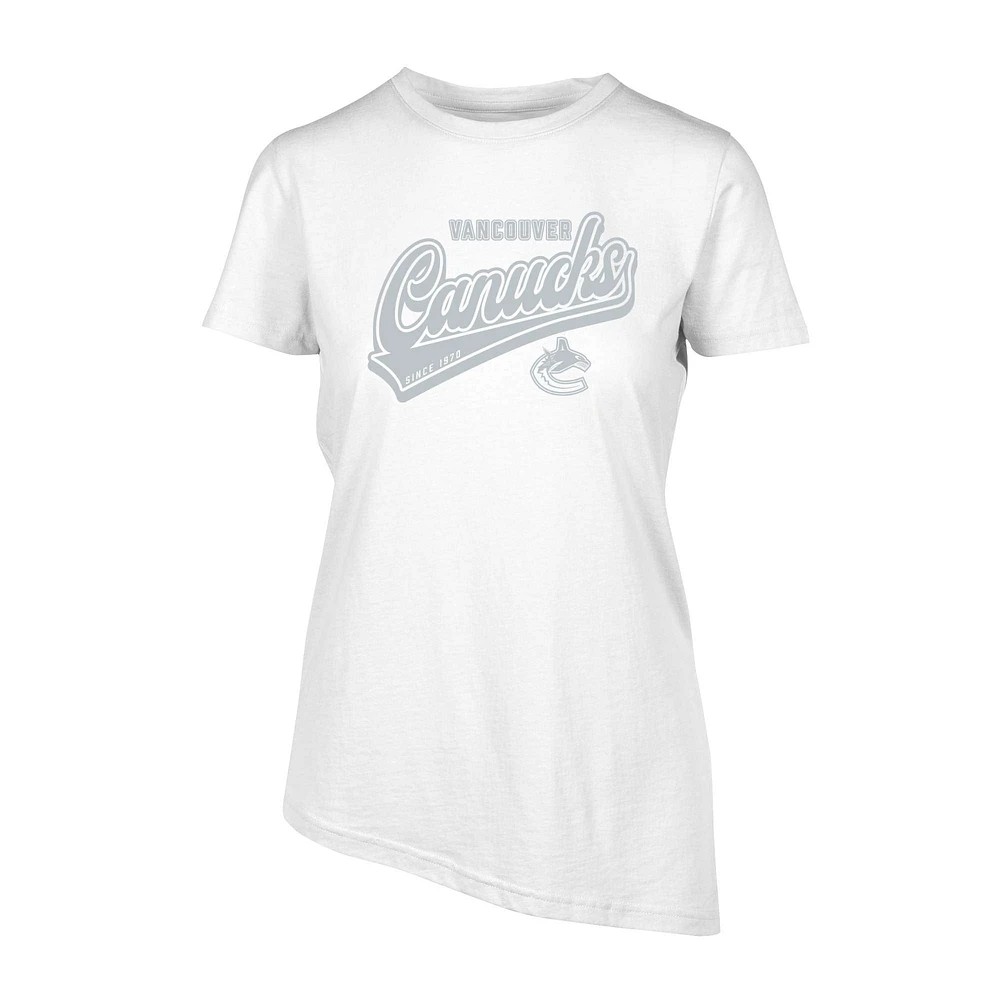 Women's Levelwear White Vancouver Canucks Birch Sweep T-Shirt