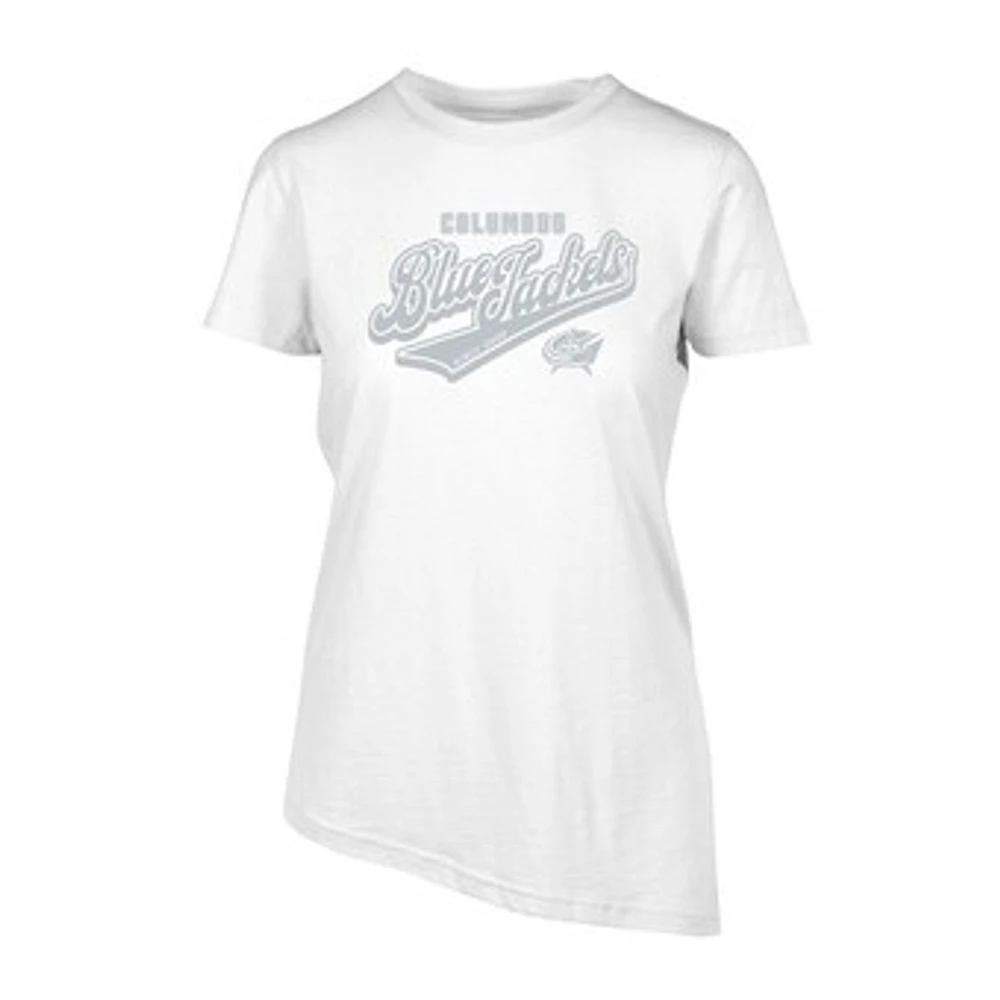 Women's Levelwear White Columbus Blue Jackets Birch Sweep T-Shirt