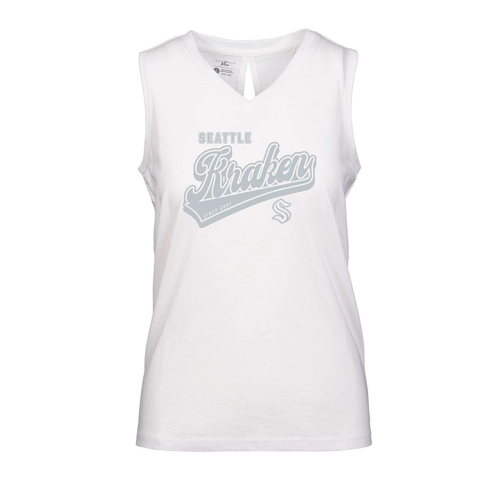 Women's Levelwear White Seattle Kraken Paisley Sweep V-Neck Tank Top
