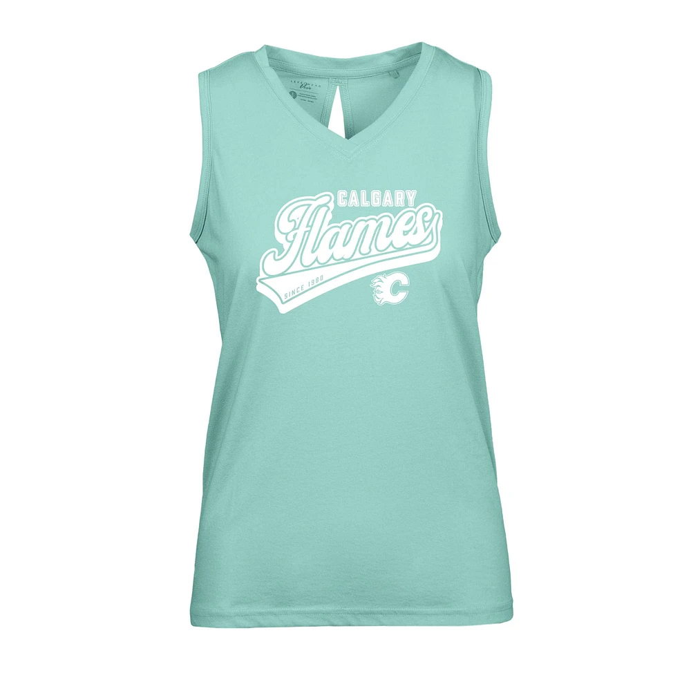 Women's Levelwear Mint Calgary Flames Paisley Sweep V-Neck Tank Top
