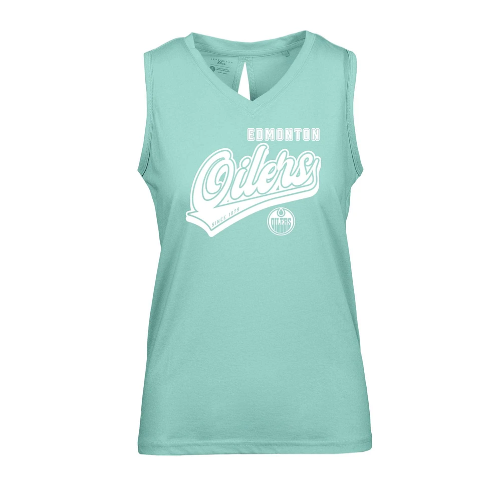Women's Levelwear Mint Edmonton Oilers Paisley Sweep V-Neck Tank Top