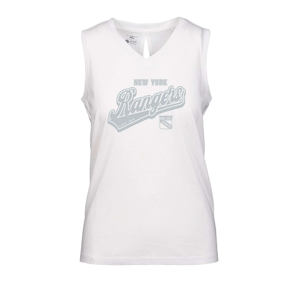 Women's Levelwear White New York Rangers Paisley Sweep V-Neck Tank Top