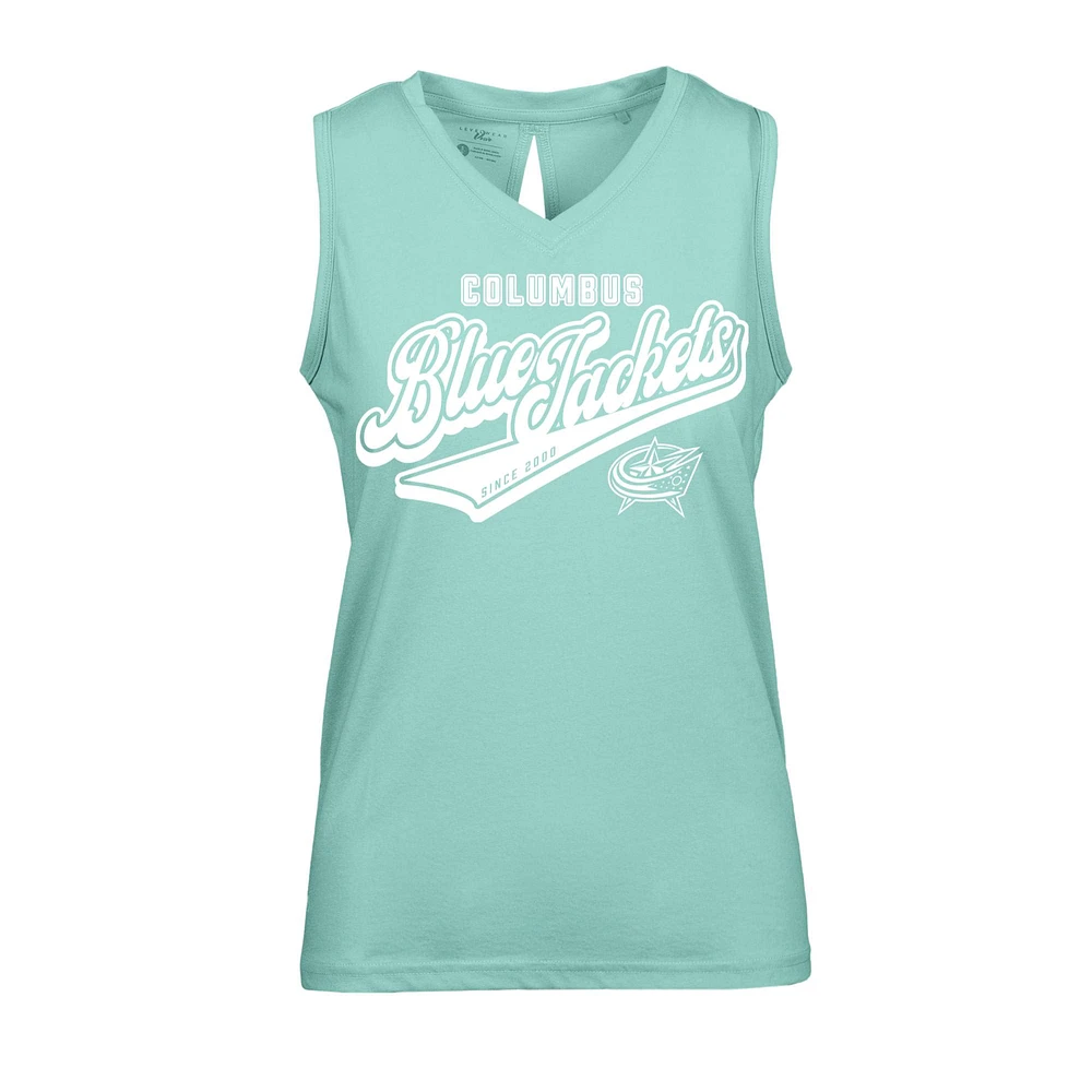 Women's Levelwear Mint Columbus Blue Jackets Paisley Sweep V-Neck Tank Top
