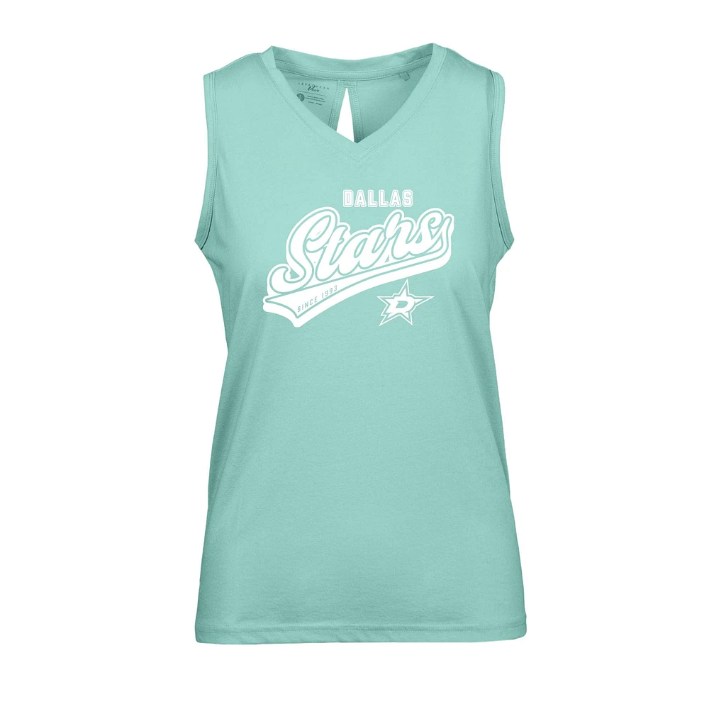Women's Levelwear Mint Dallas Stars Paisley Sweep V-Neck Tank Top