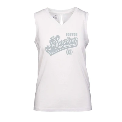 Women's Levelwear White Boston Bruins Paisley Sweep V-Neck Tank Top
