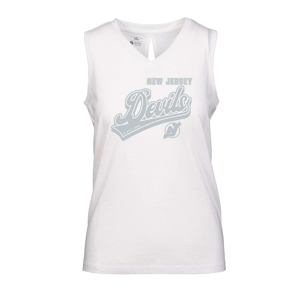 Women's Levelwear White New Jersey Devils Paisley Sweep V-Neck Tank Top