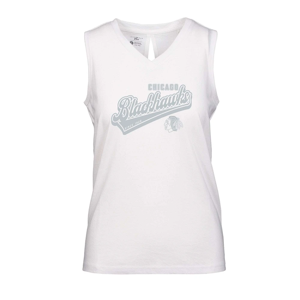 Women's Levelwear White Chicago Blackhawks Paisley Sweep V-Neck Tank Top