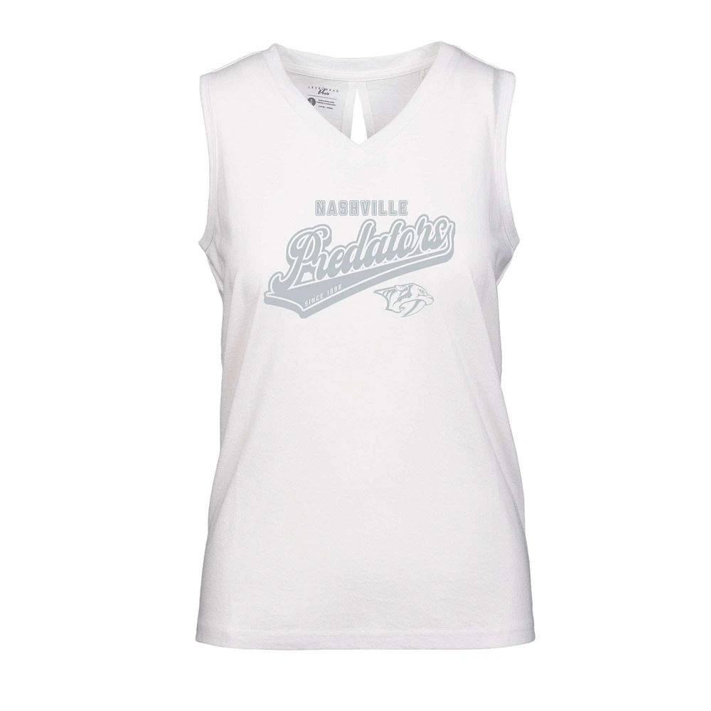 Women's Levelwear White Nashville Predators Paisley Sweep V-Neck Tank Top