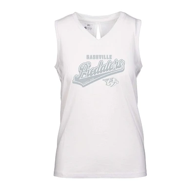 Women's Levelwear White Nashville Predators Paisley Sweep V-Neck Tank Top