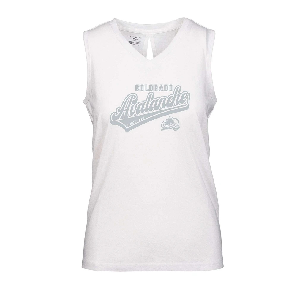 Women's Levelwear White Colorado Avalanche Paisley Sweep V-Neck Tank Top