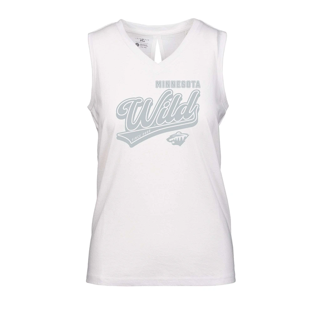 Women's Levelwear White Minnesota Wild Paisley Sweep V-Neck Tank Top