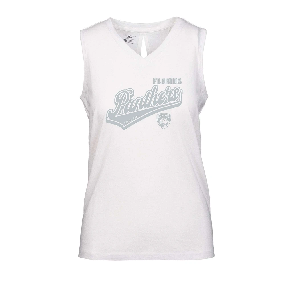 Women's Levelwear White Florida Panthers Paisley Sweep V-Neck Tank Top