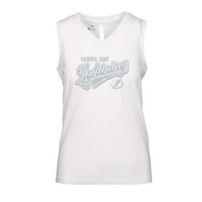 Women's Levelwear White Tampa Bay Lightning Paisley Sweep V-Neck Tank Top