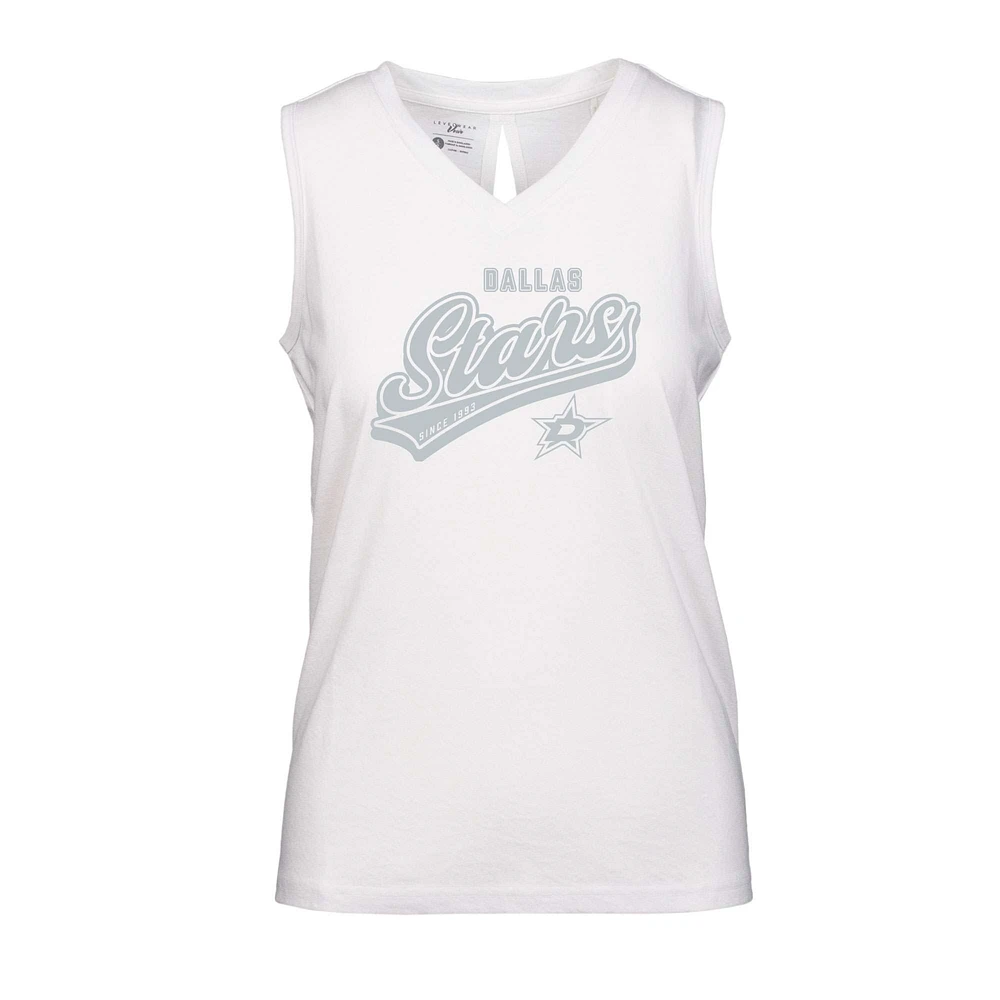 Women's Levelwear White Dallas Stars Paisley Sweep V-Neck Tank Top