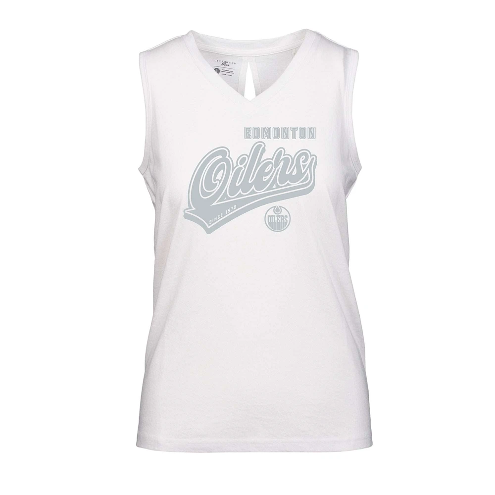 Women's Levelwear White Edmonton Oilers Paisley Sweep V-Neck Tank Top