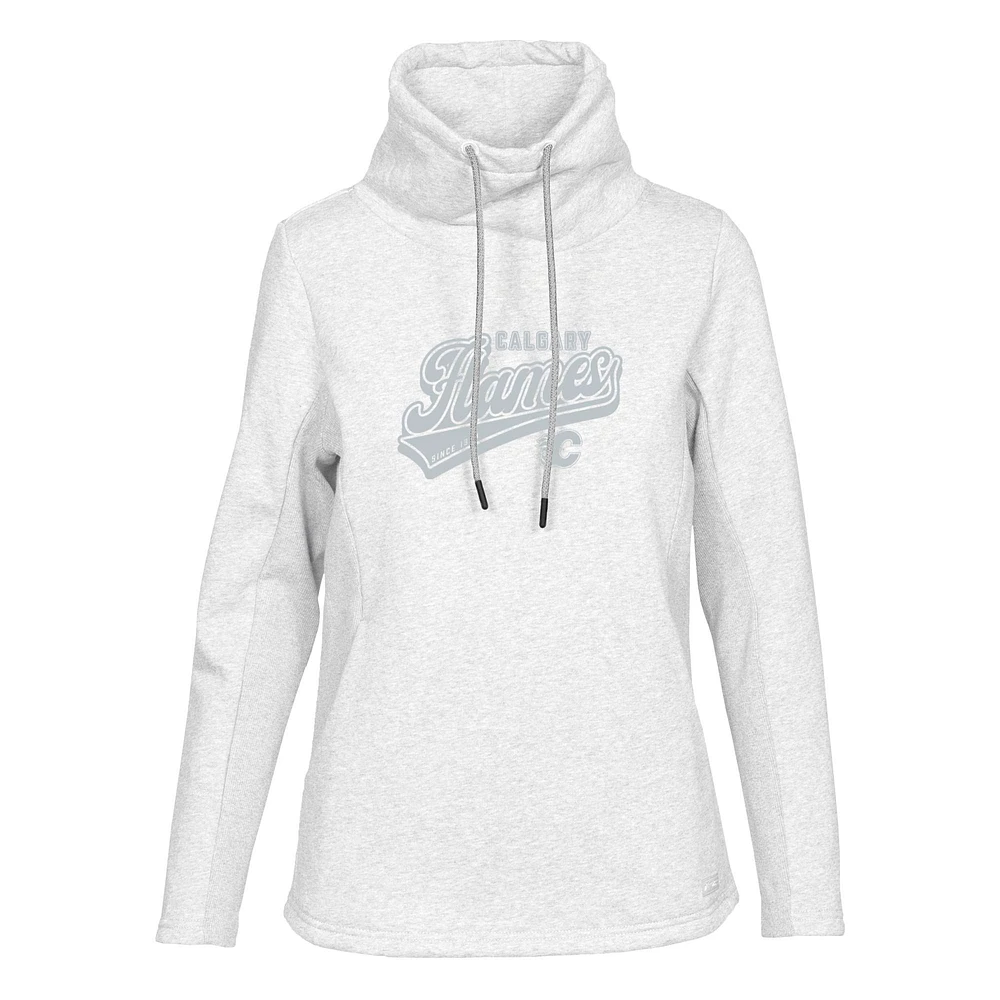 Women's Levelwear Oatmeal Calgary Flames Loop Sweep Pullover Hoodie