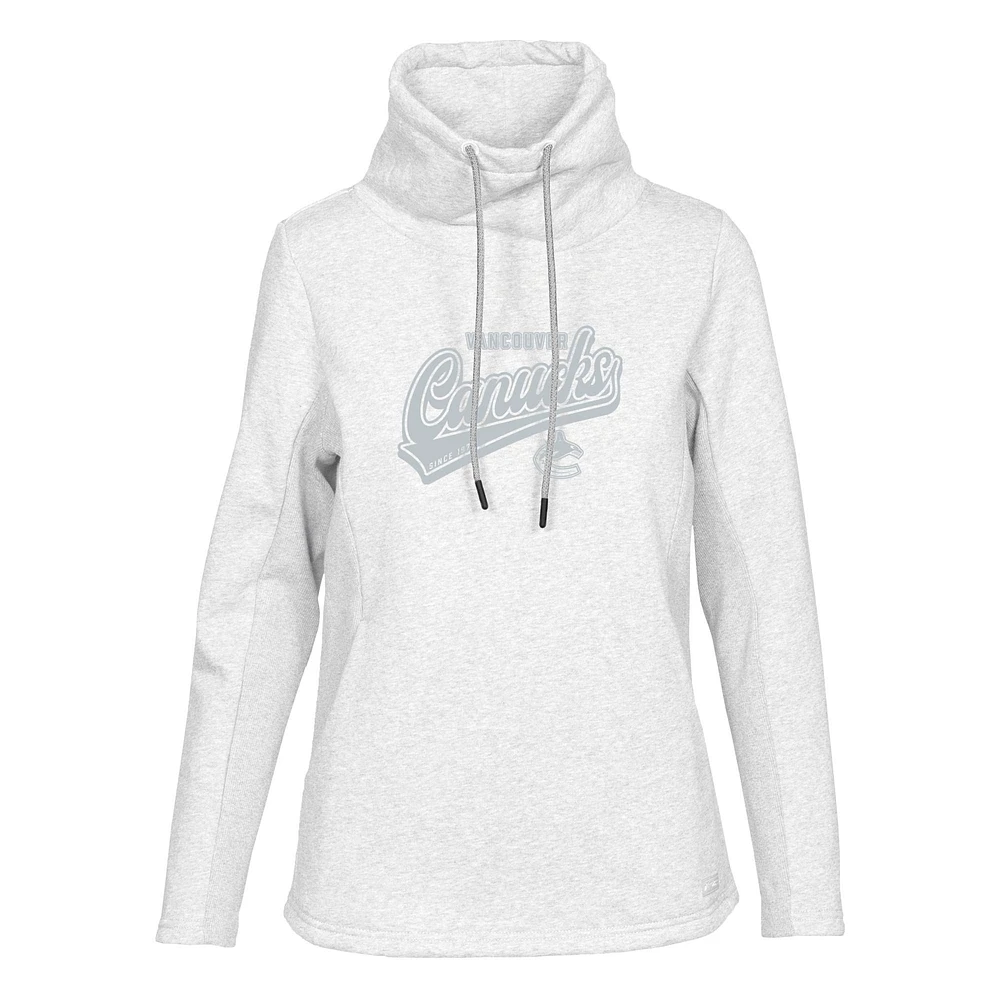Women's Levelwear Oatmeal Vancouver Canucks Loop Sweep Pullover Hoodie