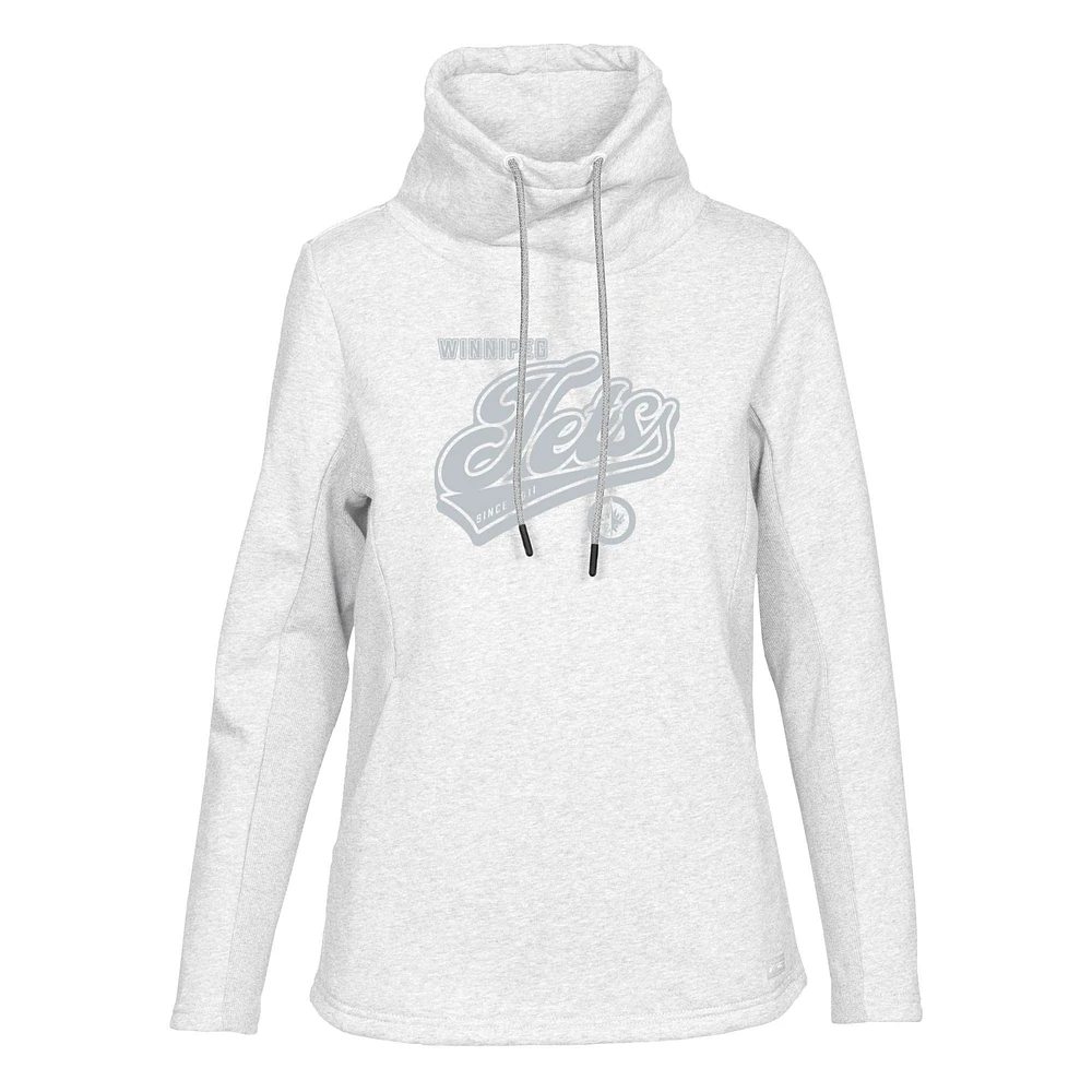 Women's Levelwear Oatmeal Winnipeg Jets Loop Sweep Pullover Hoodie