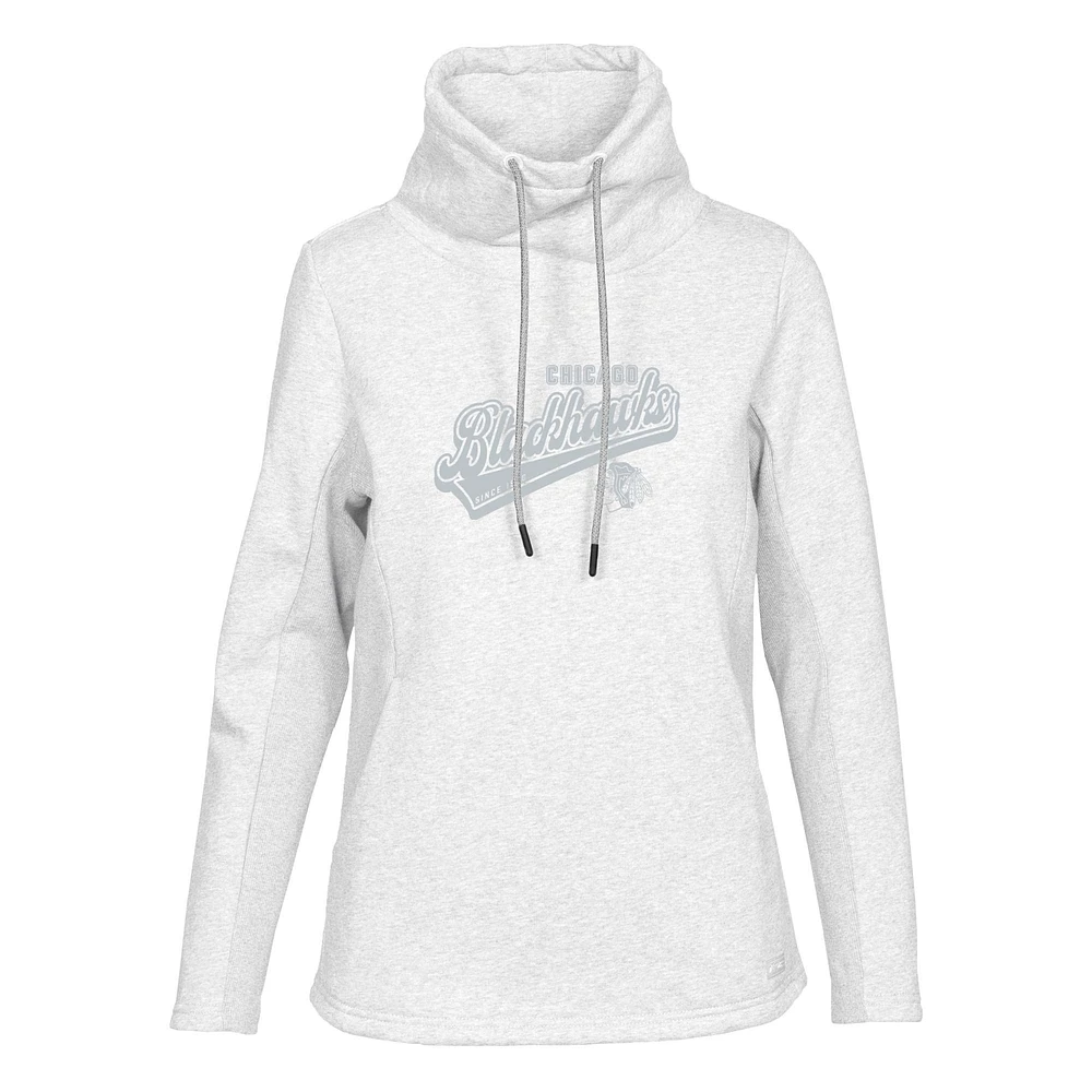 Women's Levelwear Oatmeal Chicago Blackhawks Loop Sweep Pullover Hoodie