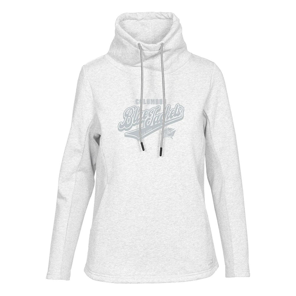 Women's Levelwear Oatmeal Columbus Blue Jackets Loop Sweep Pullover Hoodie