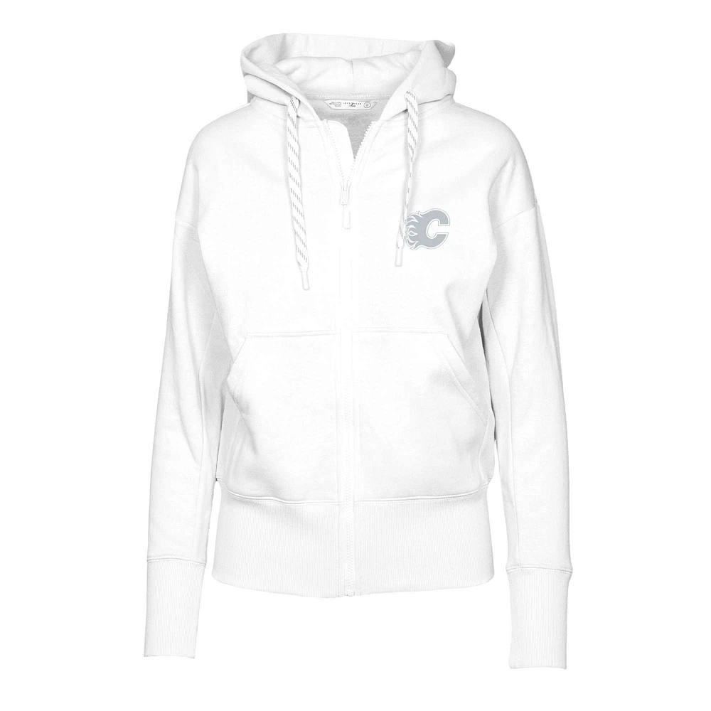 Women's Levelwear White Calgary Flames Gardinia Core Full-Zip Hoodie Jacket