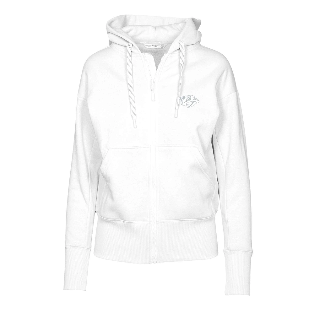 Women's Levelwear White Nashville Predators Gardinia Core Full-Zip Hoodie Jacket