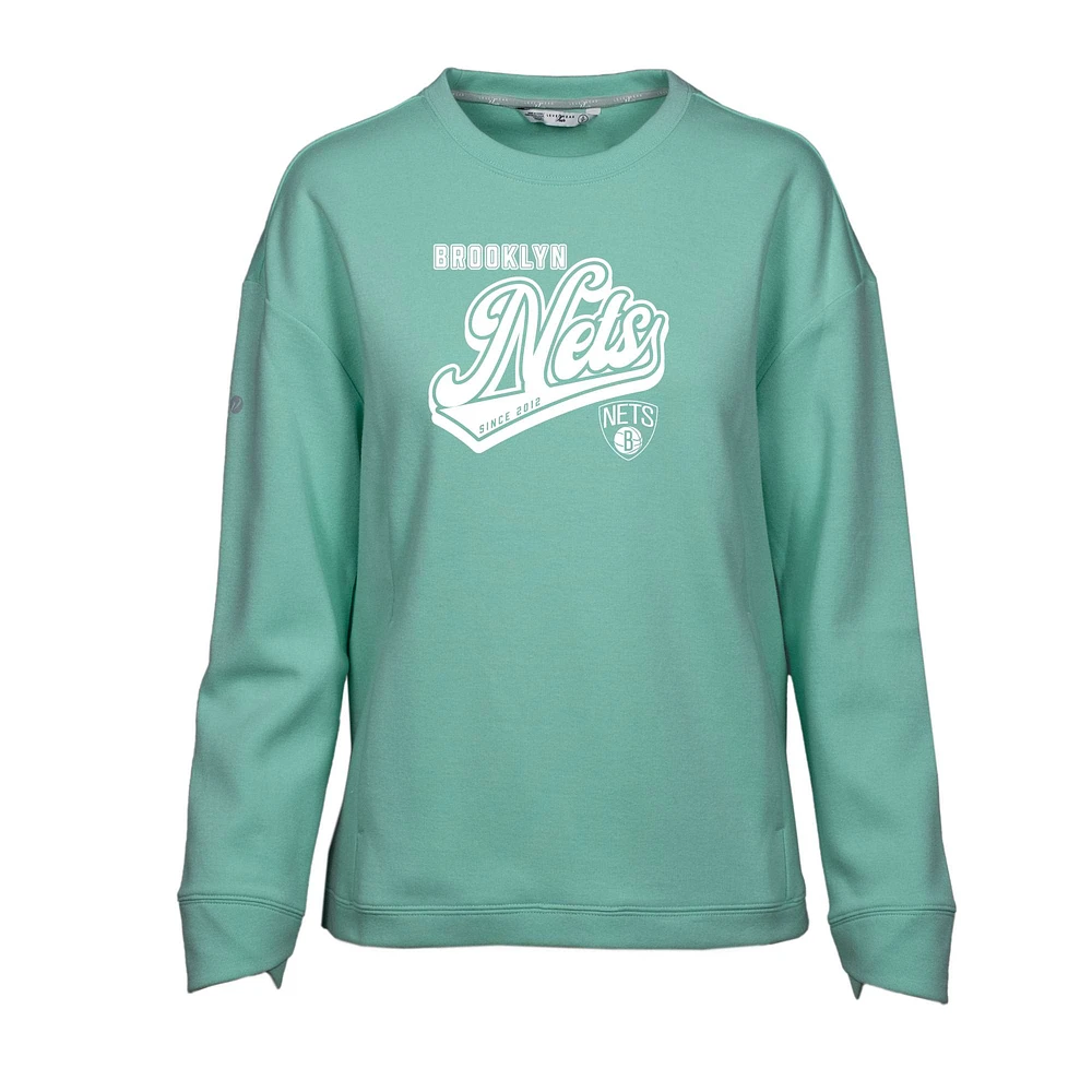 Women's Levelwear Mint Brooklyn Nets Fiona Sweep Pullover Sweatshirt
