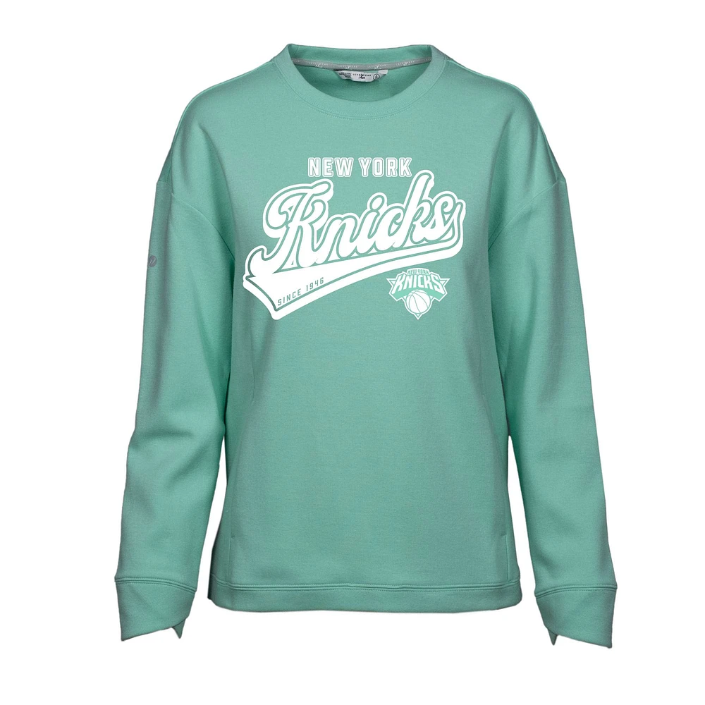 Women's Levelwear Mint New York Knicks Fiona Sweep Pullover Sweatshirt