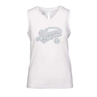 Women's Levelwear White Denver Nuggets Paisley Sweep V-Neck Tank Top