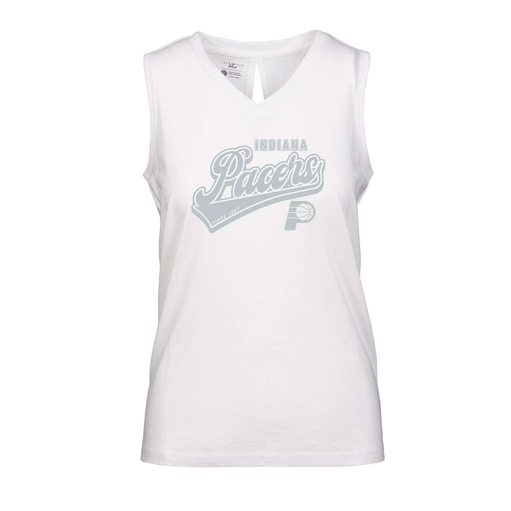 Women's Levelwear White Indiana Pacers Paisley Sweep V-Neck Tank Top