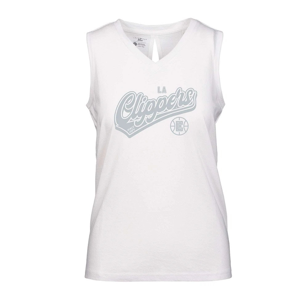 Women's Levelwear White LA Clippers Paisley Sweep V-Neck Tank Top