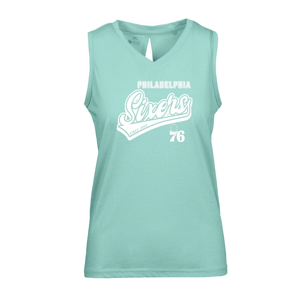 Women's Levelwear Mint Philadelphia 76ers Paisley Sweep V-Neck Tank Top