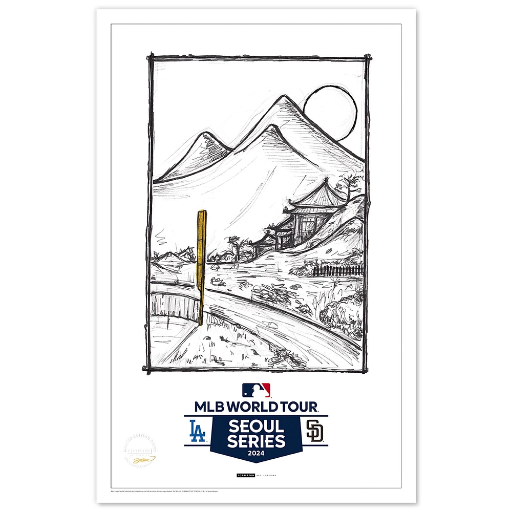Los Angeles Dodgers vs. San Diego Padres 2024 MLB World Tour Seoul Series 24" x 36" Sketch Limited Edition Art Print