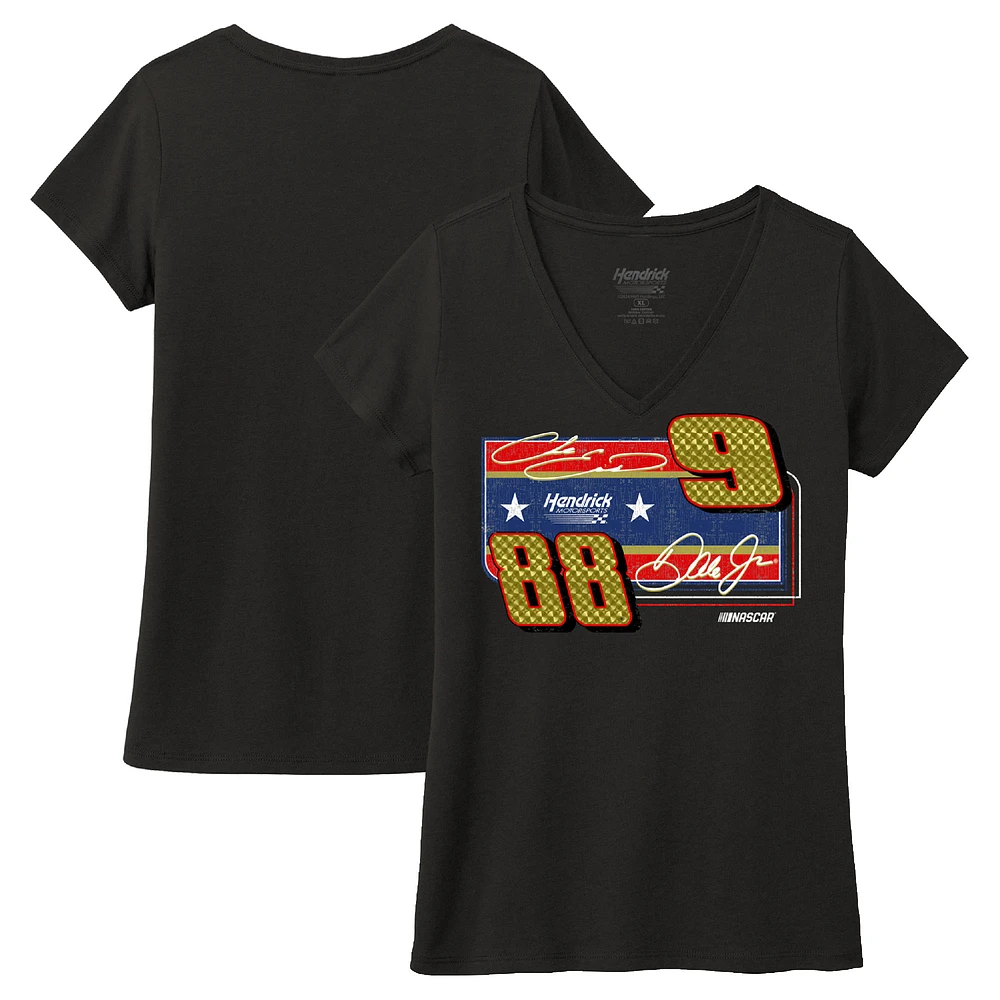 Women's Black Hendrick Motorsports Tri-Blend V-Neck T-Shirt