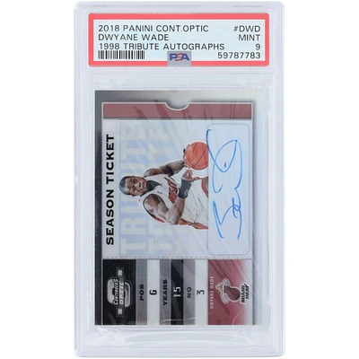 Dwyane Wade Miami Heat Autographed 2018-19 Panini Contenders Optic 98' Tribute #03-DWD #8/10 PSA Authenticated 9 Card