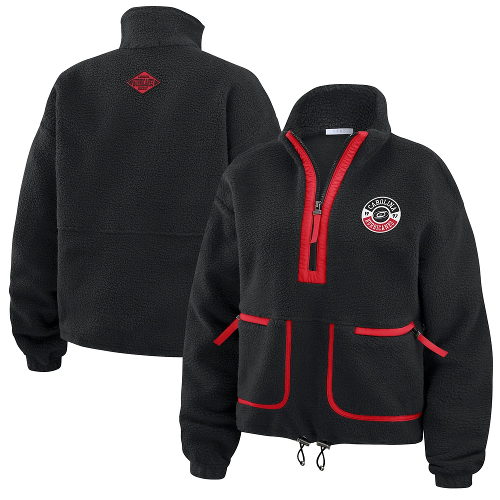 Women's WEAR by Erin Andrews Black Carolina Hurricanes Polar Fleece Half-Zip Jacket