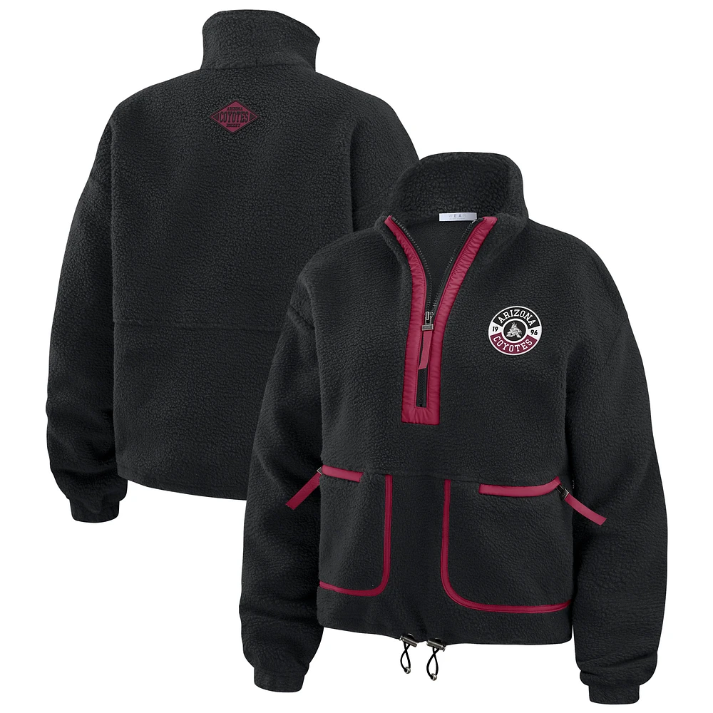 Women's WEAR by Erin Andrews Black Arizona Coyotes Polar Fleece Half-Zip Jacket
