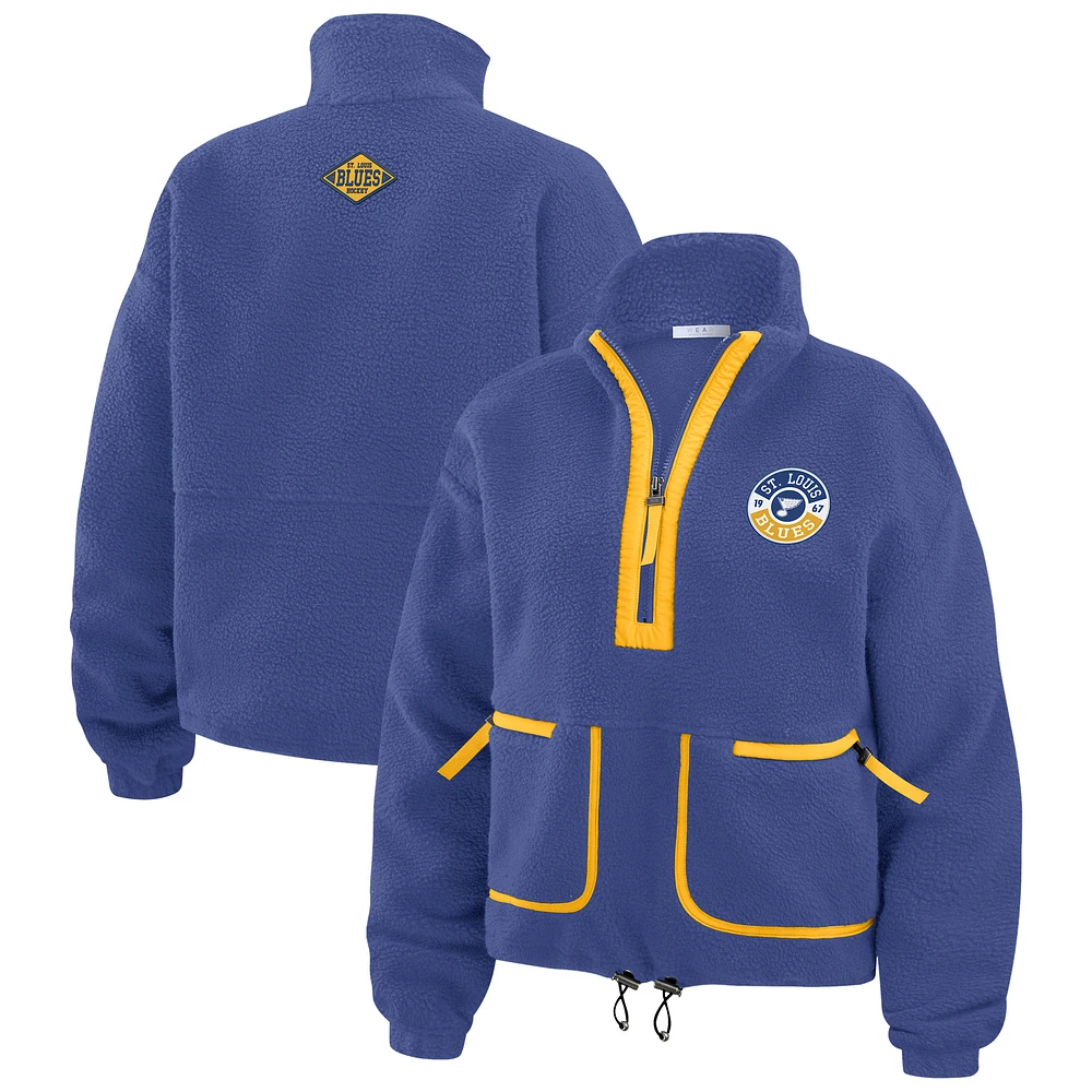 Women's WEAR by Erin Andrews Blue St. Louis Blues Polar Fleece Half-Zip Jacket