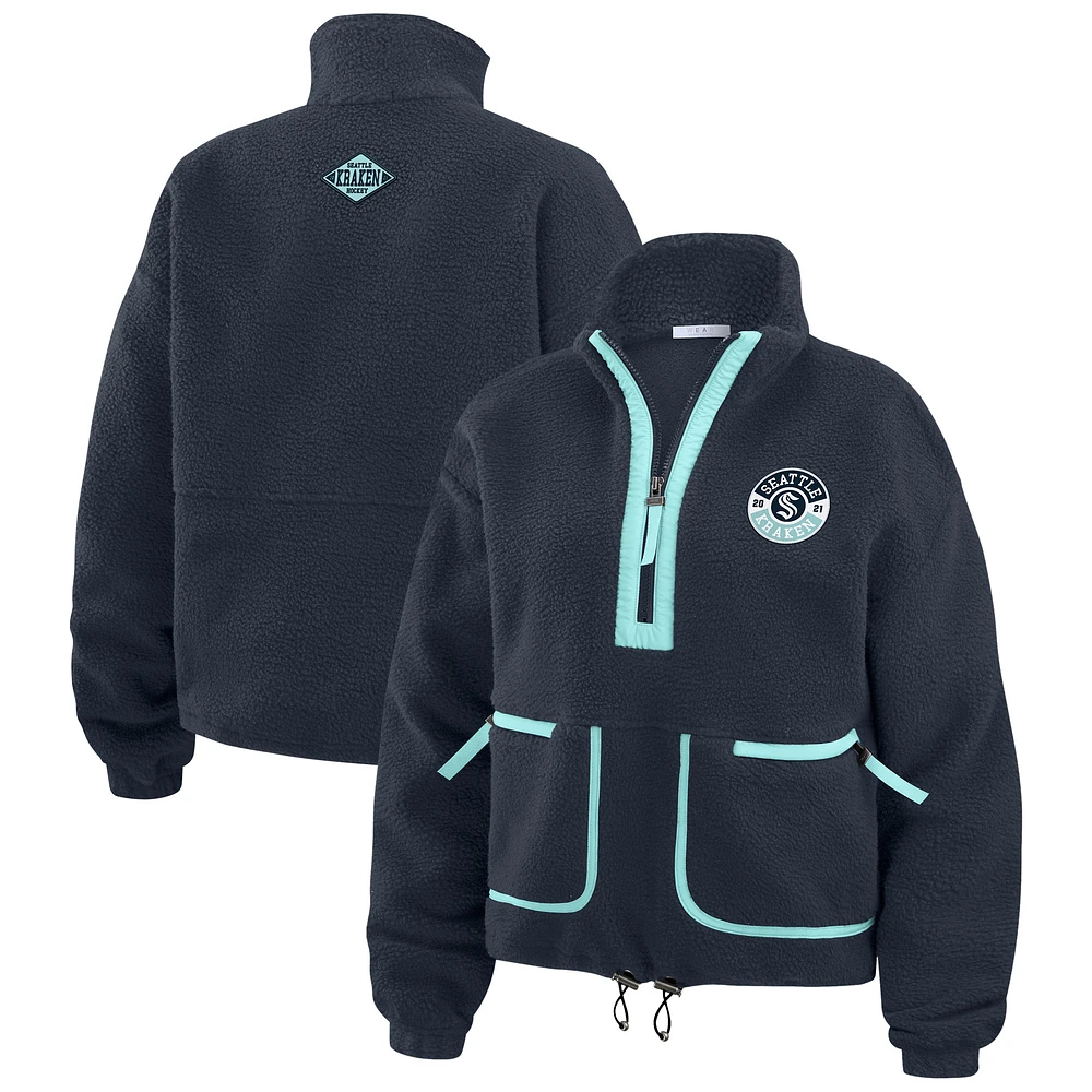Women's WEAR by Erin Andrews Deep Sea Blue Seattle Kraken Polar Fleece Half-Zip Jacket