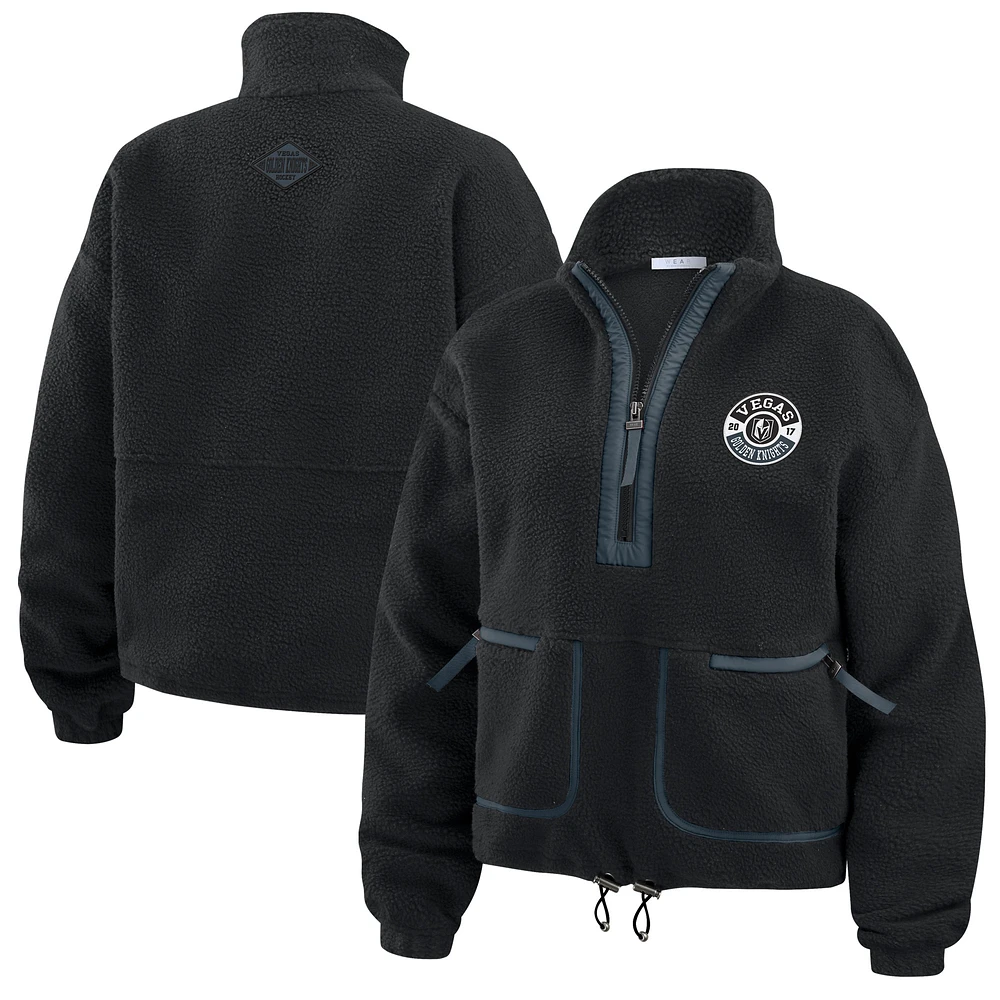Women's WEAR by Erin Andrews Black Vegas Golden Knights Polar Fleece Half-Zip Jacket