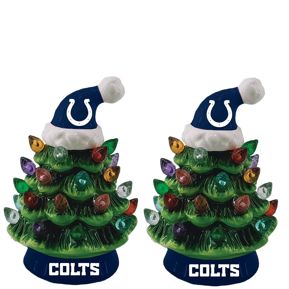 Indianapolis Colts 2-Pack 4" Ceramic LED Christmas Tree Set
