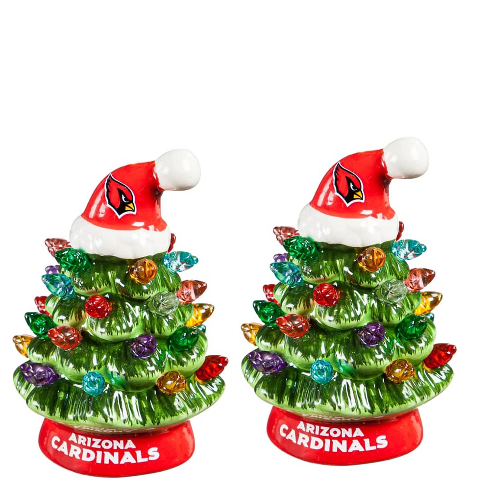 Arizona Cardinals 2-Pack 4" Ceramic LED Christmas Tree Set