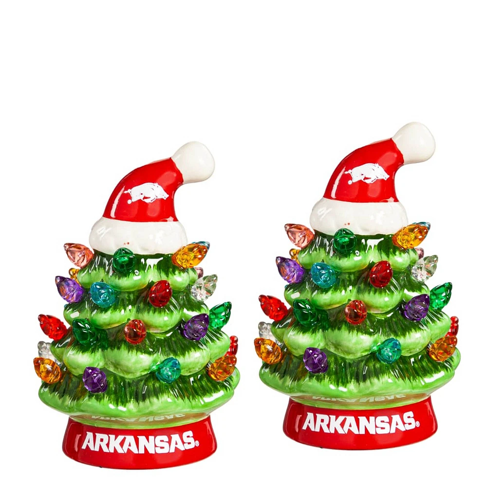 Arkansas Razorbacks 2-Pack 4" Ceramic LED Christmas Tree Set
