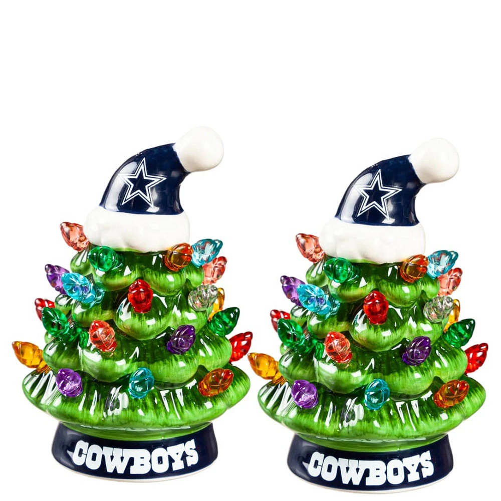 Dallas Cowboys 2-Pack 4" Ceramic LED Christmas Tree Set