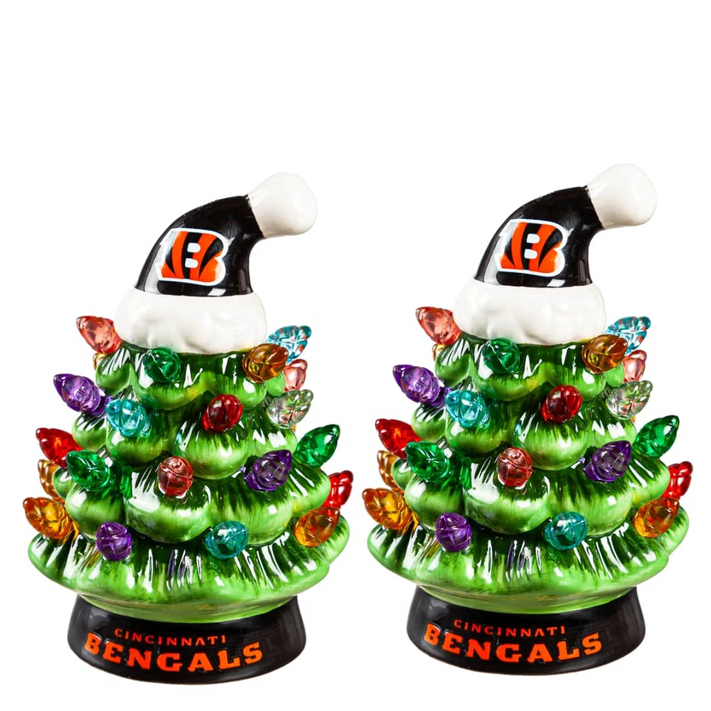 Cincinnati Bengals 2-Pack 4" Ceramic LED Christmas Tree Set