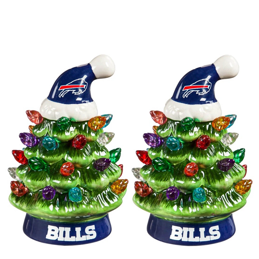 Buffalo Bills 2-Pack 4" Ceramic LED Christmas Tree Set